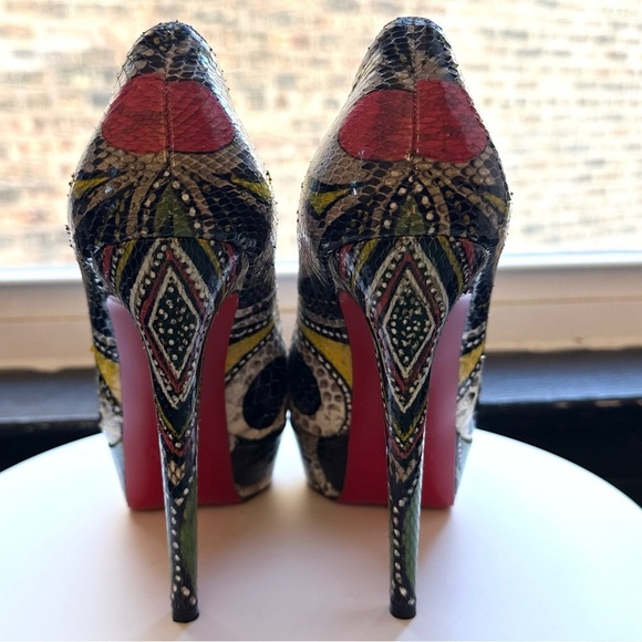 🌺 CHRISTIAN LOUBOUTIN 🌺 👠 Python Bianca Masai Platform Pumps 37.5 Multicolor - Picture 8 of 10